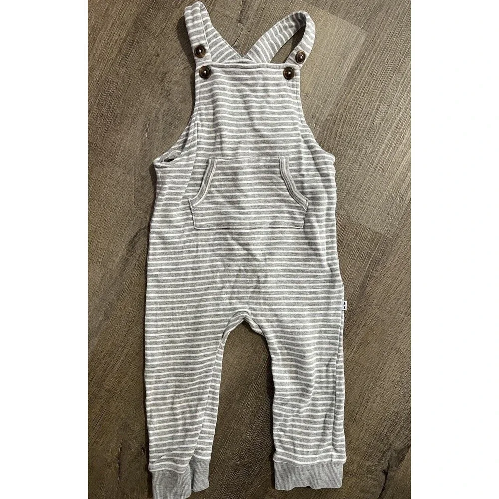 Little Sleepies white and grey overalls and black long sleeve bodysuit 12-18 - Picture 2 of 7